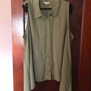 Olive ModCloth Sleeveless Shirt - 3x